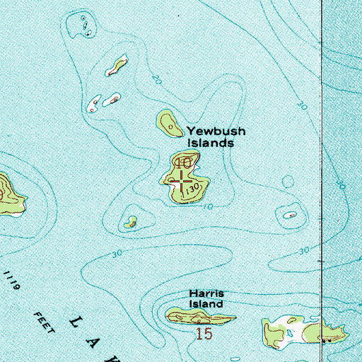 Topographic Map of Yewbush Islands, MN