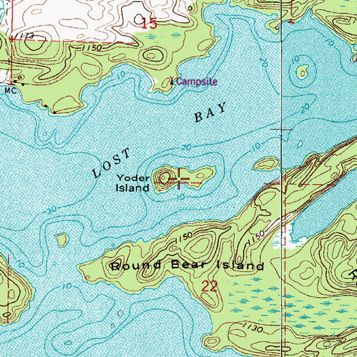 Topographic Map of Yoder Island, MN