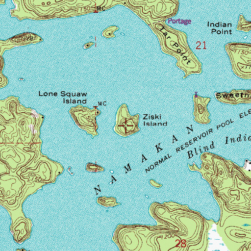 Topographic Map of Ziski Island, MN