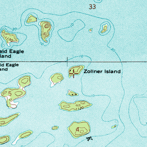 Topographic Map of Zollner Island, MN