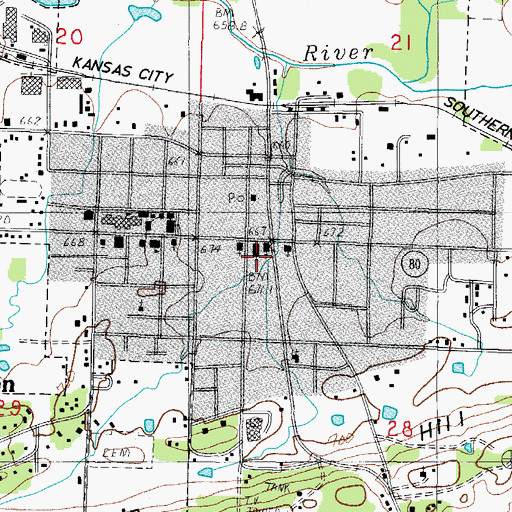 Topographic Map of First Baptist Church, AR