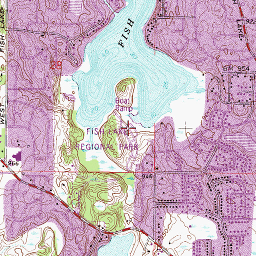 Topographic Map of Fish Lake Regional Park, MN