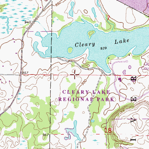 Topographic Map of Cleary Lake Regional Park, MN