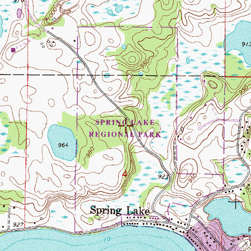 Topographic Map of Spring Lake Regional Park, MN