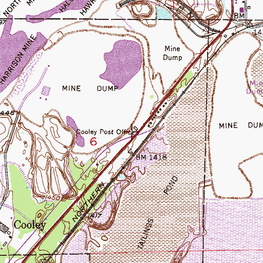 Topographic Map of Cooley Post Office, MN