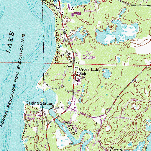 Topographic Map of Crosslake Post Office, MN