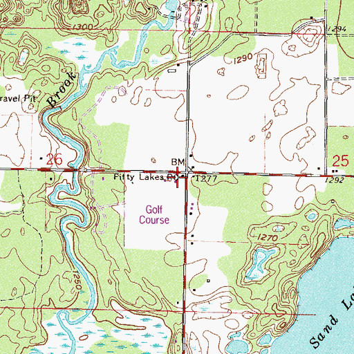 Topographic Map of Fifty Lakes Post Office, MN