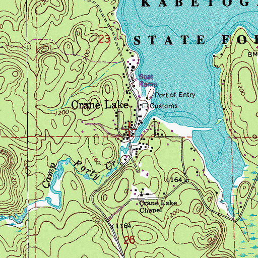 Topographic Map of Crane Lake Post Office, MN