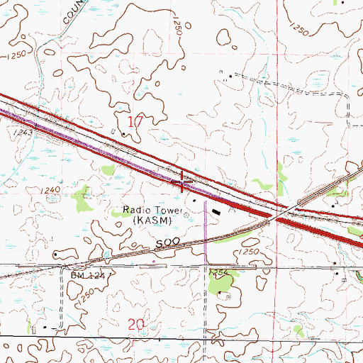Topographic Map of KASM-AM (Albany), MN