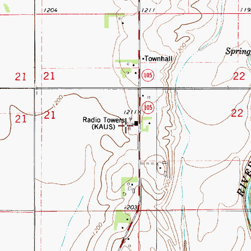 Topographic Map of KAUS-AM (Austin), MN