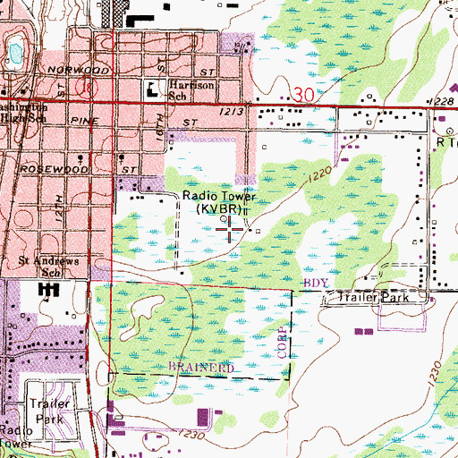 Topographic Map of KVBR-AM (Brainerd), MN