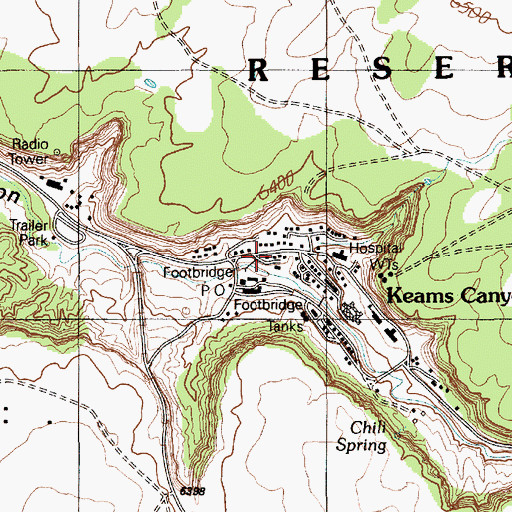 Topographic Map of Keams Canyon, AZ