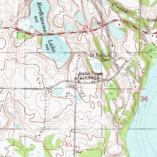 Topographic Map of KRWC-AM (Buffalo), MN