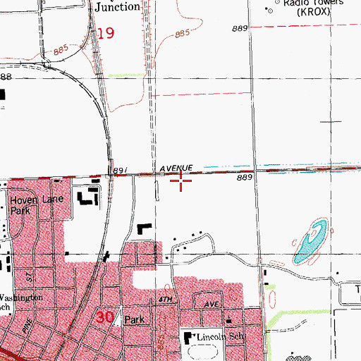 Topographic Map of KROX-AM (Crookston), MN