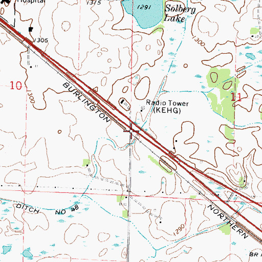 Topographic Map of KKCQ-AM (Fosston), MN