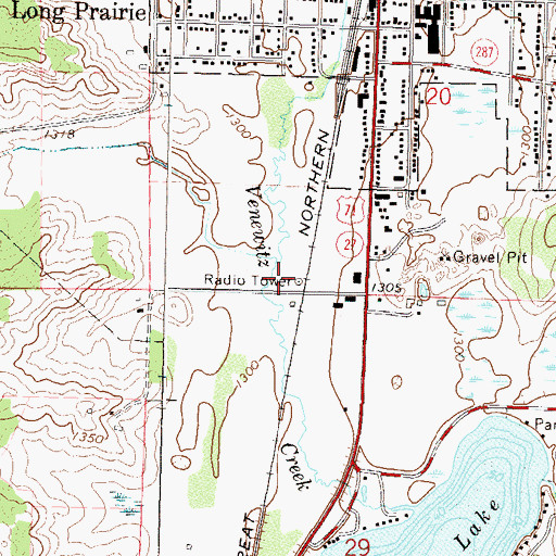 Topographic Map of KEYL-AM (Long Prairie), MN