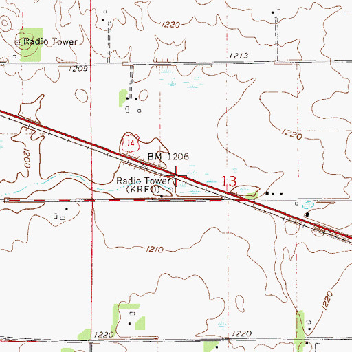 Topographic Map of KRFO-AM (Owatonna), MN