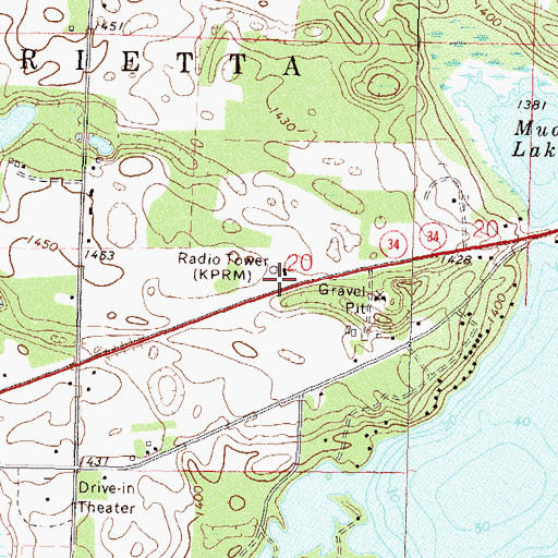 Topographic Map of KPRM-AM (Park Rapids), MN