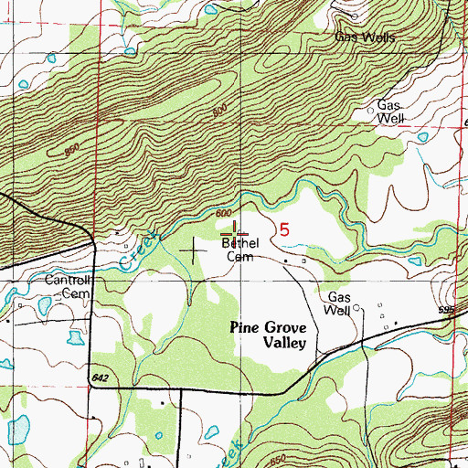 Topographic Map of Bethel Cemetery, AR