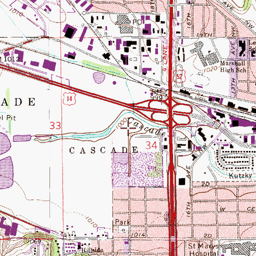 Topographic Map of KROC-AM (Rochester), MN
