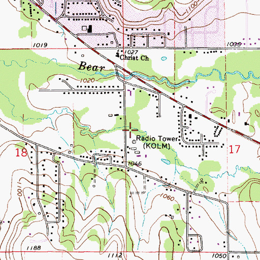 Topographic Map of KOLM-AM (Rochester), MN