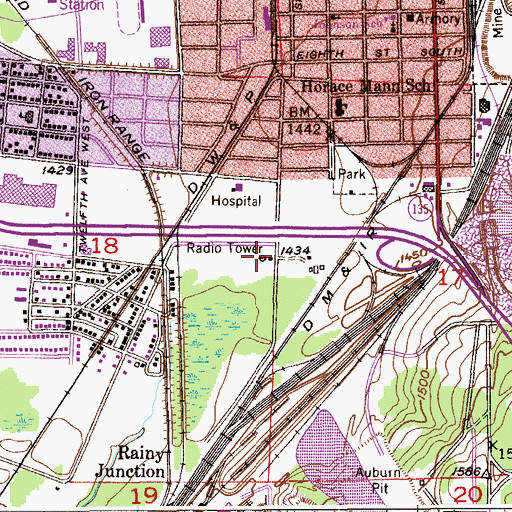 Topographic Map of WHLB-AM (Virginia), MN