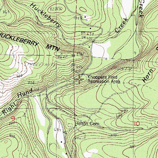 Topographic Map of Knoppers Ford Recreation Area, AR