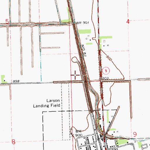 Topographic Map of KRJB-FM (Ada), MN