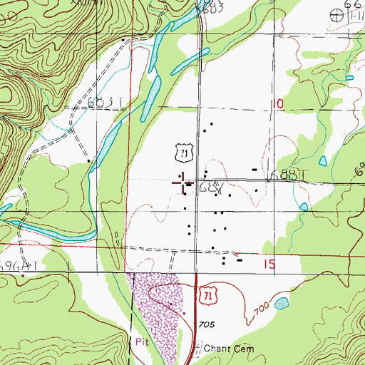 Topographic Map of Long View Church, AR