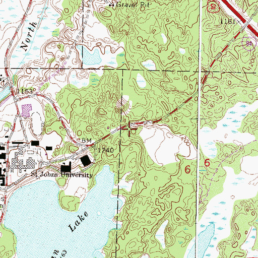 Topographic Map of KSJU-FM (Collegeville), MN