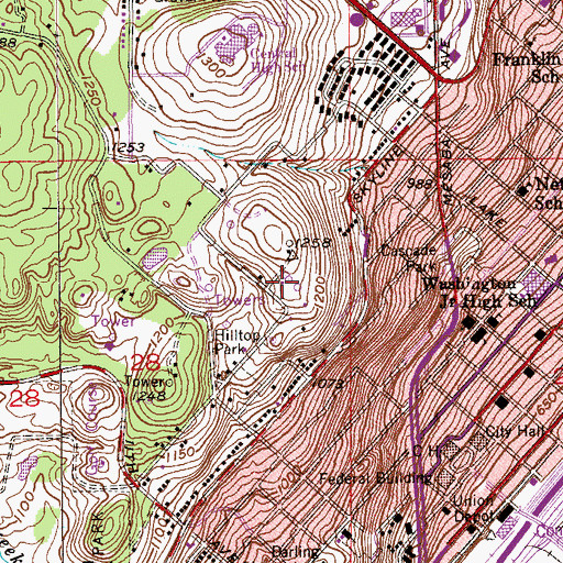 Topographic Map of KDNW-FM (Duluth), MN
