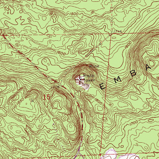 Topographic Map of WEVE-FM (Eveleth), MN