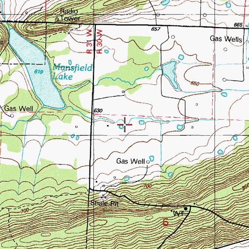 Topographic Map of Mansfield Gas Field, AR