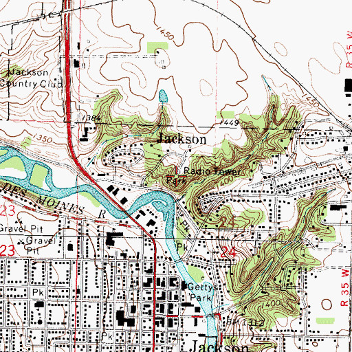 Topographic Map of KRAQ-FM (Jackson), MN