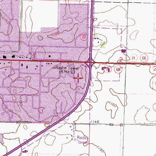 Topographic Map of KKCK-FM (Marshall), MN