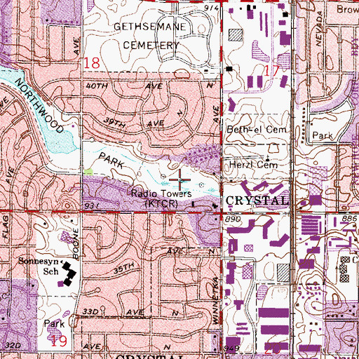 Topographic Map of KTCZ-FM (Minneapolis), MN