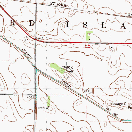 Topographic Map of KOLV-FM (Olivia), MN
