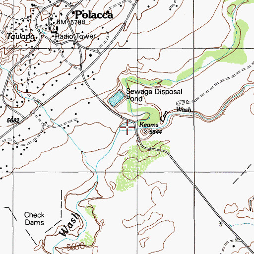 Topographic Map of Keams Canyon Wash, AZ