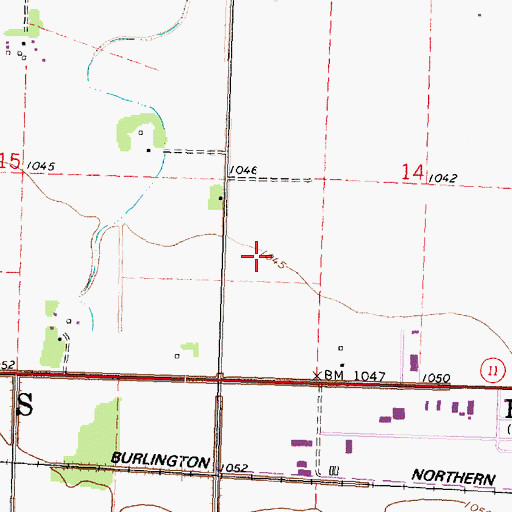 Topographic Map of KRMB-FM (Roseau), MN