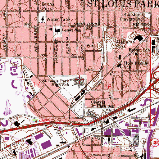 Topographic Map of KDXL-FM (Saint Louis Park), MN