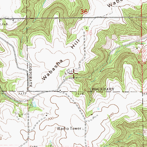 Topographic Map of KWMB-FM (Wabasha), MN