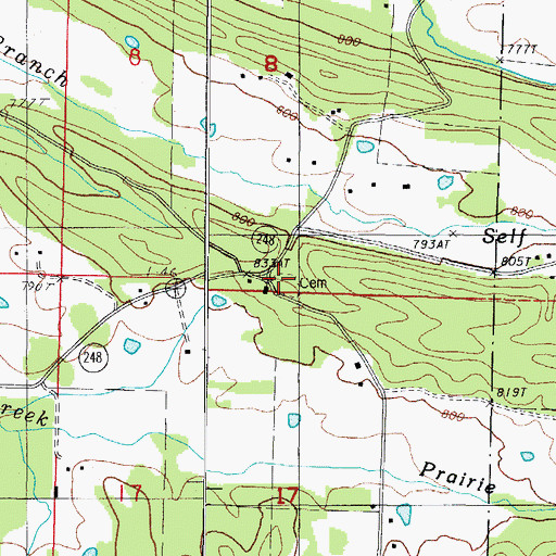 Topographic Map of Mount Pleasant Cemetery, AR