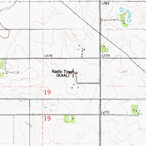 Topographic Map of KAAL-TV (Austin), MN