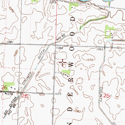 Topographic Map of KRWF-TV (Redwood Falls), MN