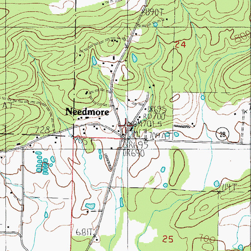 Topographic Map of Needmore Assembly of God Church, AR