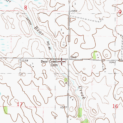 Topographic Map of Bear Creek Cemetery, MN