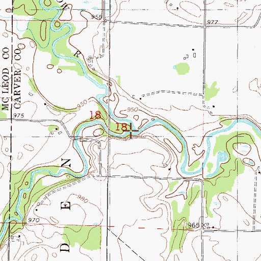 Topographic Map of Buffalo Creek, MN
