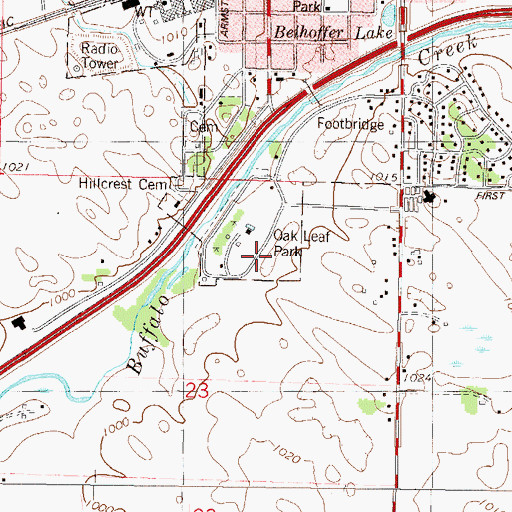 Topographic Map of Oak Leaf Park, MN