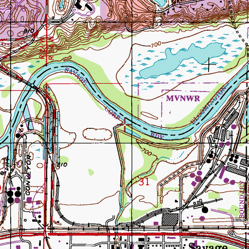 Topographic Map of Credit River, MN