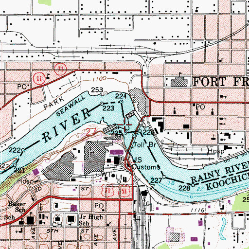 Topographic Map of Koochiching Falls, MN